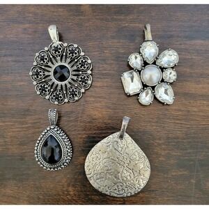 Vintage Silver-tone Jewelry Pendants Premier Designs Lot Of 4